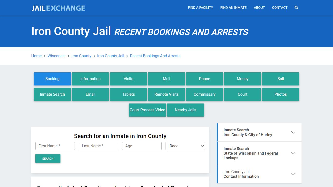 Iron County Jail Recent Bookings And Arrests - Jail Exchange